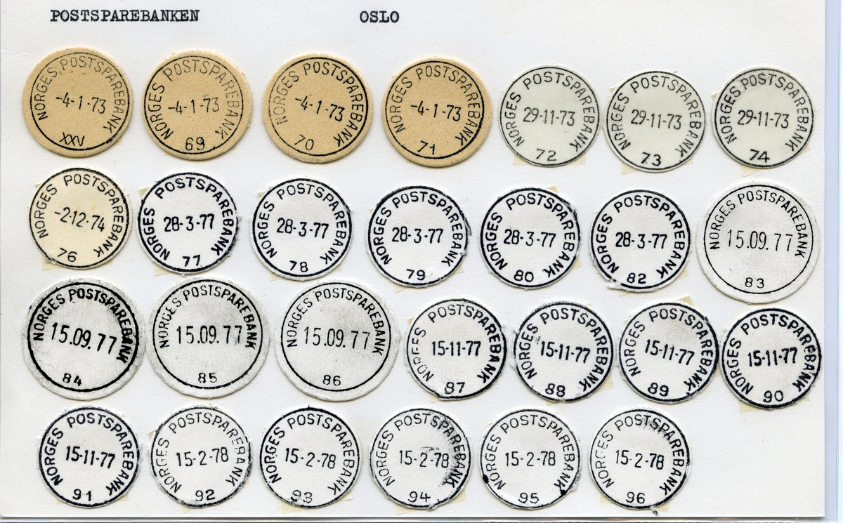 Stempelkatalog Oslo, Postsparebanken, Postbanken, Oslo.