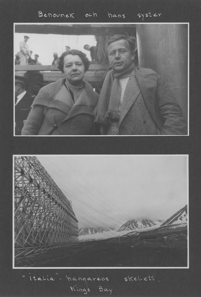 Svenska Spetsbergsexpeditionen 1928, band 3.    Band 3 av 5 dokumentationsalbum från svenska Spetsbergsexpeditionen år 1928, där Umberto Nobile och besättningen på luftskeppet Italia räddades.  48 fotografier monterade på 26 albumblad.    Motiv: I lägret i Kings Bay, hemresa via Narvik.  Personer, fartyg, natur, omgivningar, mm.
