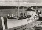 M/S FENRIS under utrustning för sin jungfruresa Sverige-Canada för att för Svenska Röda Korsets räkning gå i trafik Canada-Grekland. Bild från 1943. Finnboda.