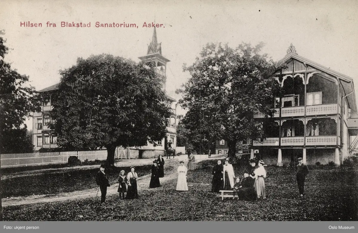 Blakstad Sanatorium, hage, mennesker
