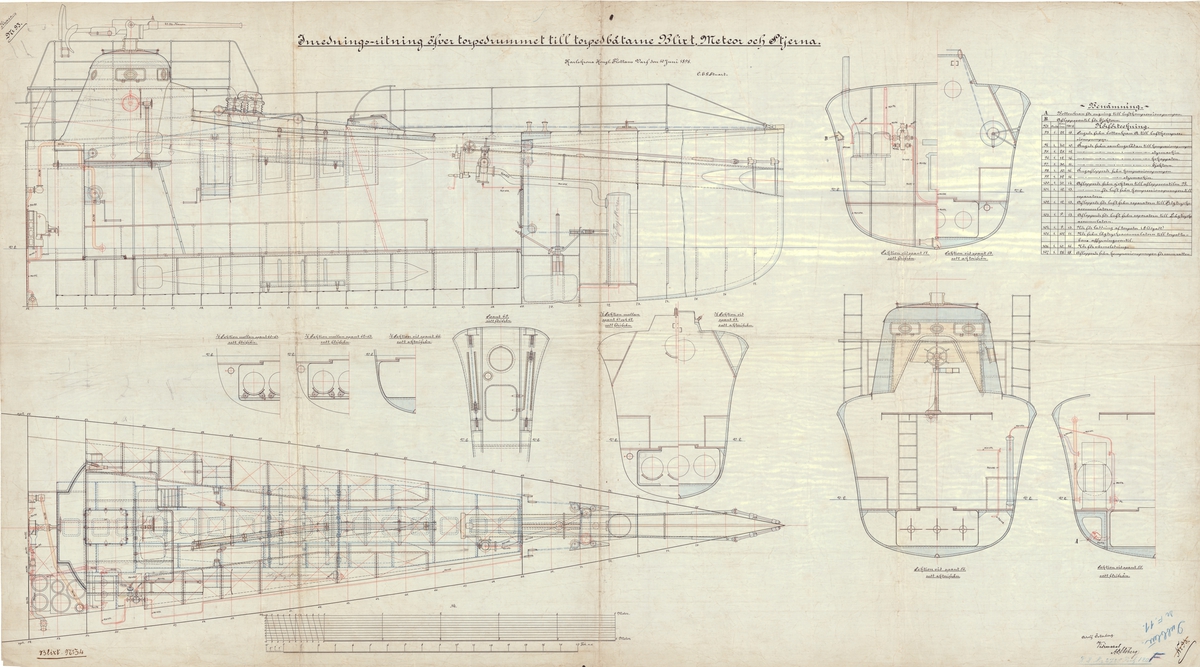 Inredningsritning över torpedrummet
