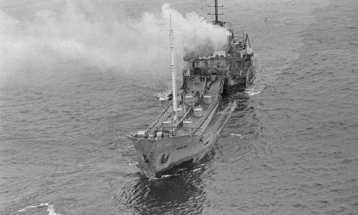 Makuroi - Eksplosjon - 16/6-1972. Flyfoto.