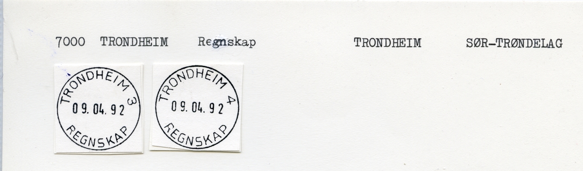 Stempelkatalog 7000 Trondheim (Trondhjem), Sør-Trøndelag