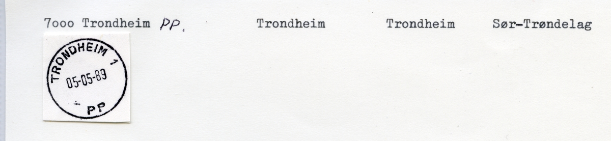 Stempelkatalog 7000 Trondheim (Trondhjem), Sør-Trøndelag