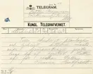 Telegram till kapten Georg Waldemar Magnusson