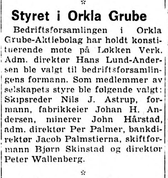 Bedriftsforsamling i Orkla 1973
