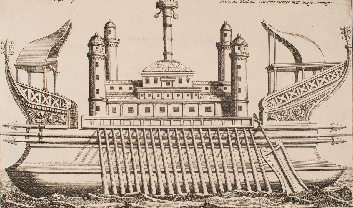 “ Triremus Vallata “ historiskt skepp. Rekonstruktion.
