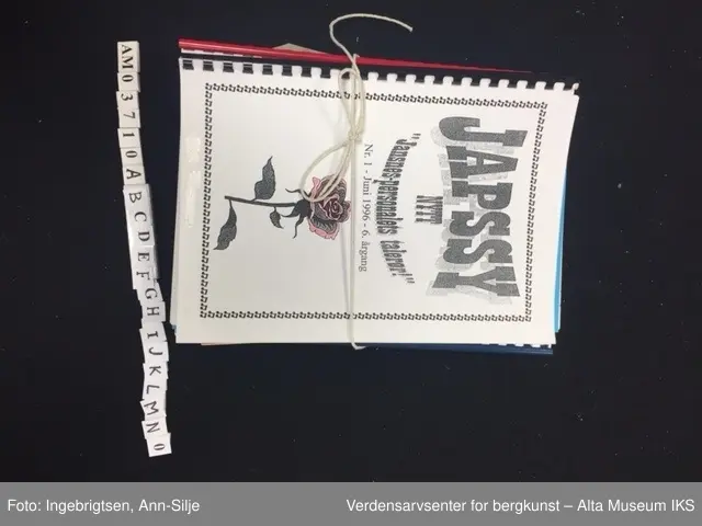 Rektangulære hefter, med forside i ulike farger. De har marger i ulike farger. Heftene består av ulike antall sider. Noen av heftene er det 2 samme utgaver av. Arkene er både maskinskrevet og håndskrevet. Heftene inneholder også bilder.