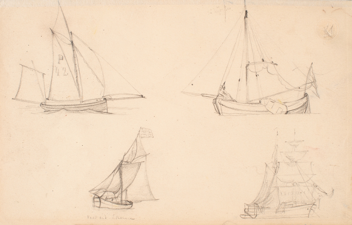 Framsidan. Diverse segelfartyg