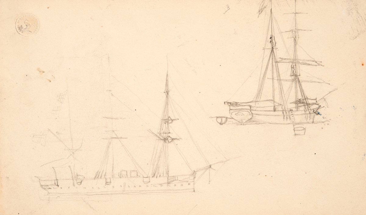 Framsidan. Diverse segelfartyg