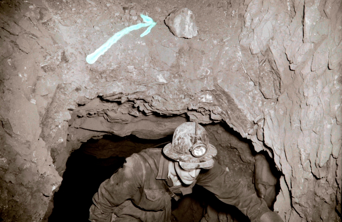 Farlige forhold og farlige arbeidsmetoder i gruva. Fallende stein.