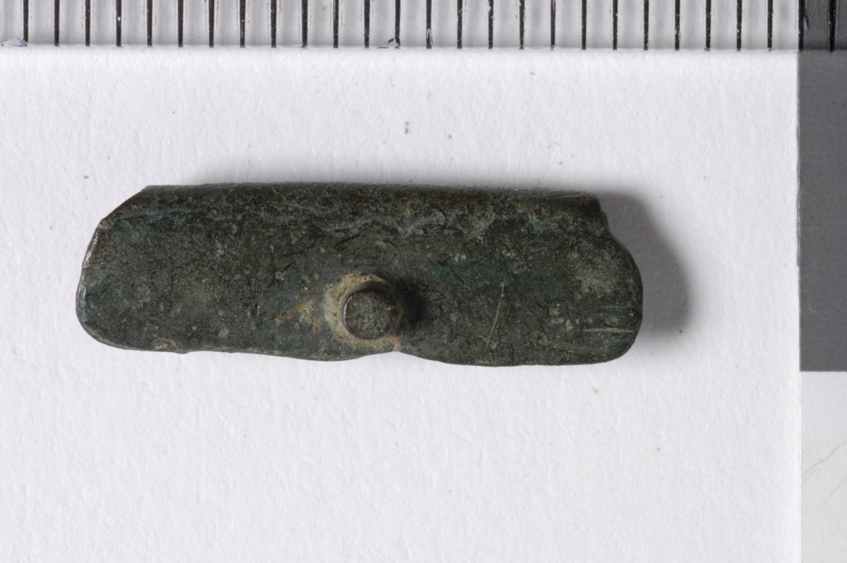 MALV: L. 18 MM, OMBØYET OG SAMMENPRESSET. UTHULT MED ISITTENDE RESTAV NAGLE. 