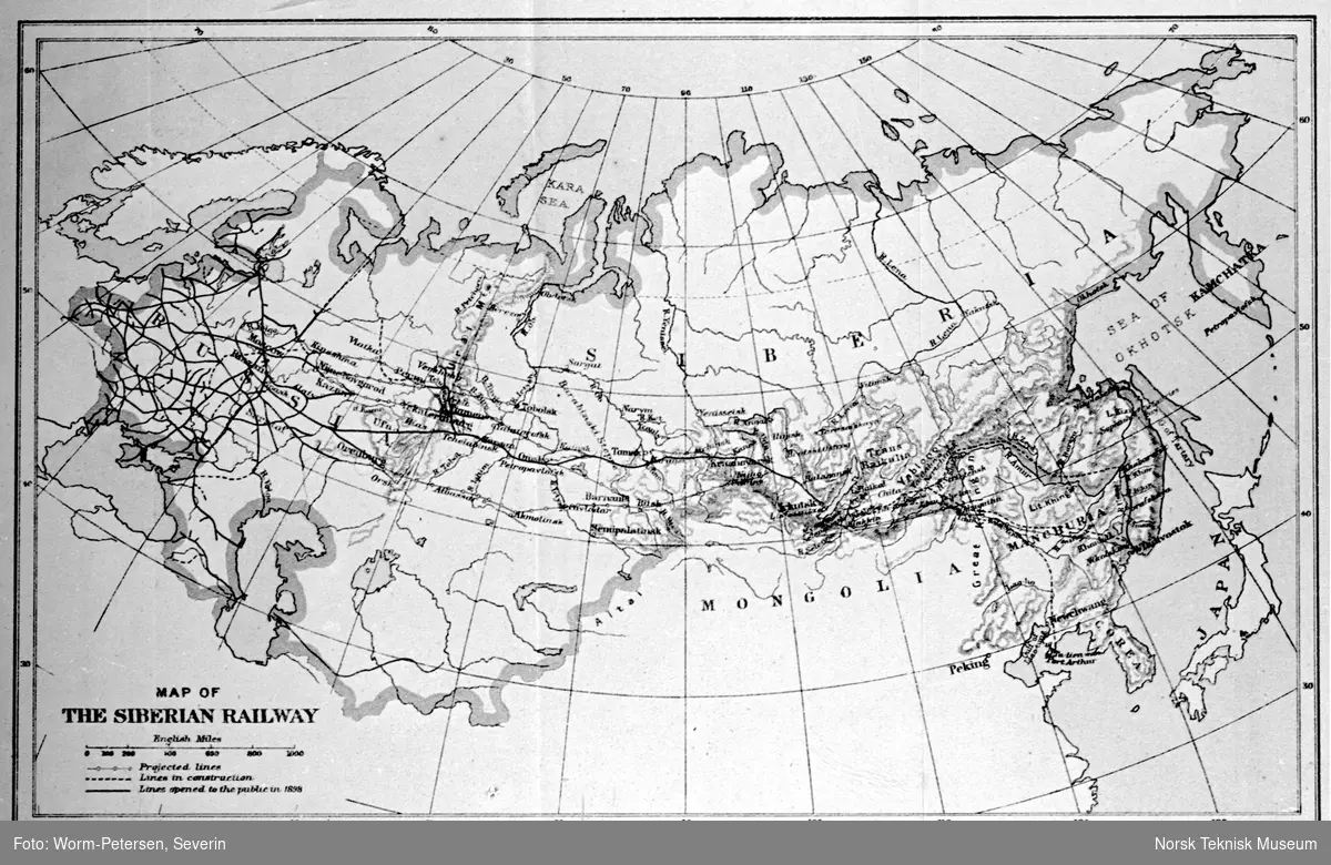 Kart over den sibirske jernbane