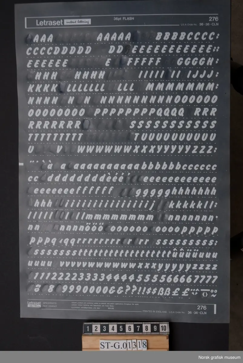 Katalog over Letraset-typer.