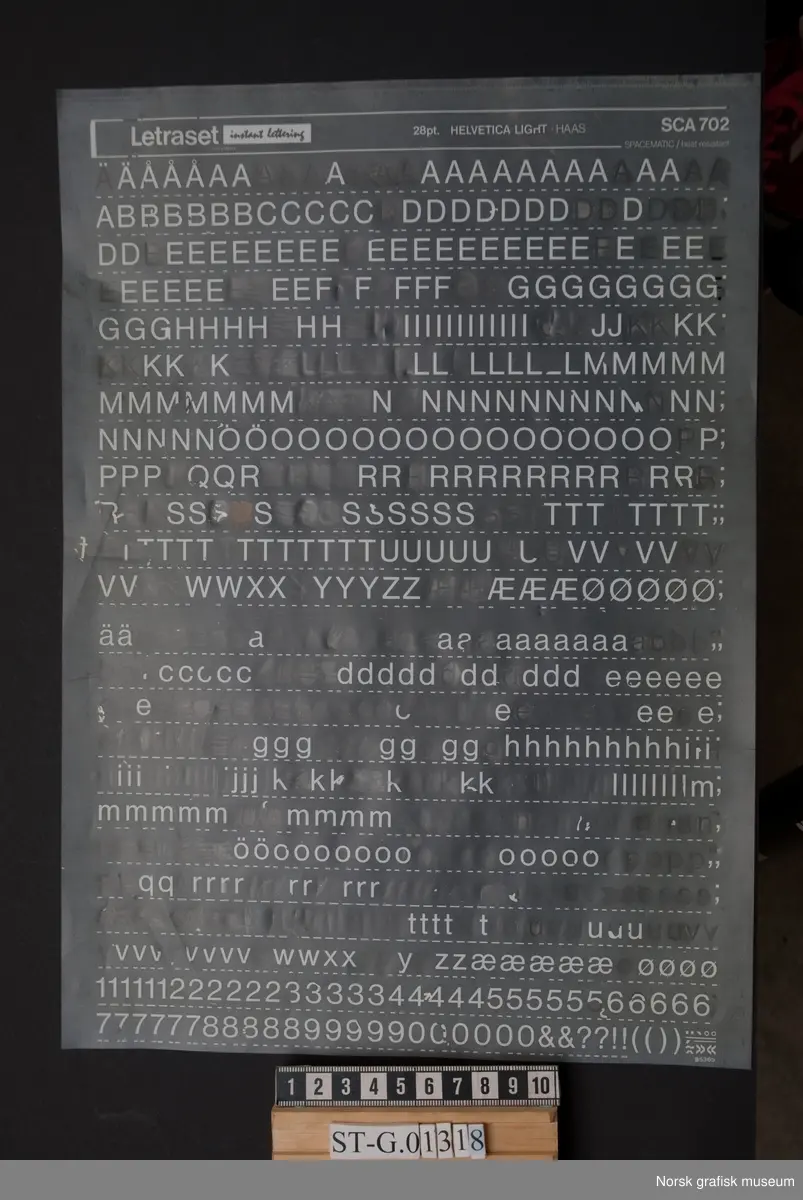 Katalog over Letraset-typer.