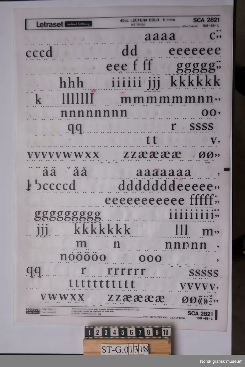 Katalog over Letraset-typer.