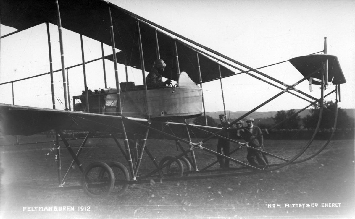 Feltmanøver 1912.Fly, Maurice Farman MF.7, Longhorn. Postkort