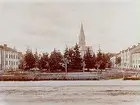 Olaus Petrikyrkan. 
Bilden tagen från Sofiaparken.