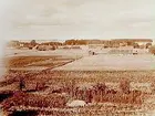 Vy över Hampetorp. 
Bondgårdar och sjön Hjälmaren.
Handlare Oskar Nordkvist