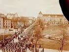 Regemente, Landstormen.
Landstormstrupper på marsch till tävlingar, på Storgatan söderut.