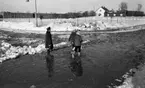 Snömodd och översvämning bland annat i Varberga 1 februari 1966

Kvinna och barn i vattensamling på vintrig gata