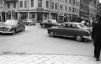 Rubrik till negativbilderna: Skyddsrep (fort). 13 april 1967. 
Bilden tagen i korsningen Storgatan - Järnvägsgatan.