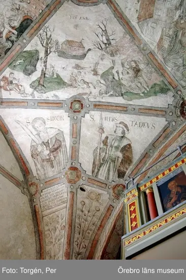 Dokumentation av takmålningarna i Knista kyrka, Noaks ark och Syndafloden.