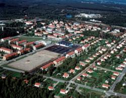 Flygfoto över Laxå.