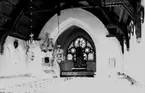 Interiör av Skagershults kyrka, Hasselfors.
Bilden tagen för vykort.