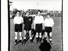 Fr.v. Kalle 'Hompel' Arvidsson, S Eriksson, Berndt Karlsson (Karlbrand) och Rolf Wilhelmsson. De spelade fotboll (ÖSK) vid Eyravallen.