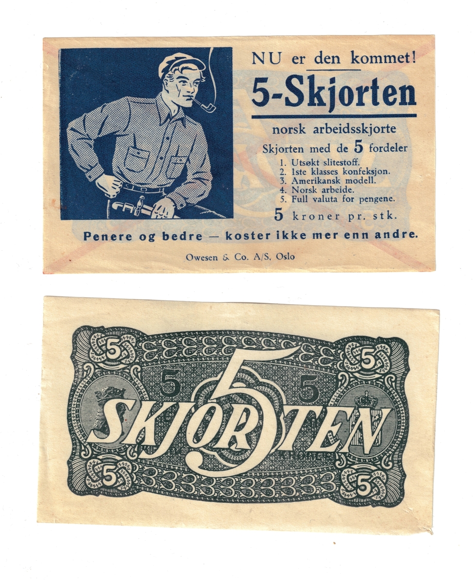 Ulike flygeblader og brosjyrer som ligner ekte pengesedler.