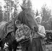 Lägret i Sikfors, två pojkar med en häst.