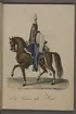 Plansch med uniform för Livgardet till häst. Handkolorerad litografi efter original av Johan Sjöholm. Ingår i planschsamlingen Kongliga svenska arméens uniformer utgiven som stentryck av Müller 1825.