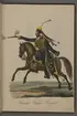 Plansch med uniform för Skånska husarregementet. Plansch i färgtryck efter original av Johan Sjöholm. Ingår i planschsamlingen Kongliga svenska arméens uniformer utgiven som stentryck av Müller 1825.
