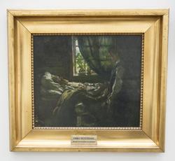 Arbeiderens dødsleie. Skisse. [Oljemaleri]