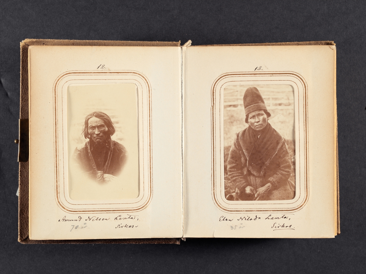 Fotoalbum med porträtt tagna under von Dübens expedition till Lappland, 1868.