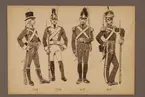 Plansch med uniform för Livregementet till fot för åren 1792-1815, ritad av Einar von Strokirch.