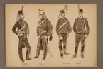 Plansch med uniform för Livregementets husarer för åren 1845-1895, ritad av Einar von Strokirch.