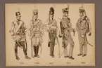 Plansch med uniform för Livgardet till häst för åren 1770-1820, ritad av Einar von Strokirch.