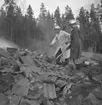 Pyromanbränderna i Kopparberg den 19 juni 1961. Brandsläckning.