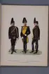 Plansch i färgtryck med uniform för Skånska husarregementet, Kronprinsens husarregemente och Skånska dragonregementet. Ingår i boken Svenska arméns och flottans uniformer, utgiven av P.B Eklund 1891.