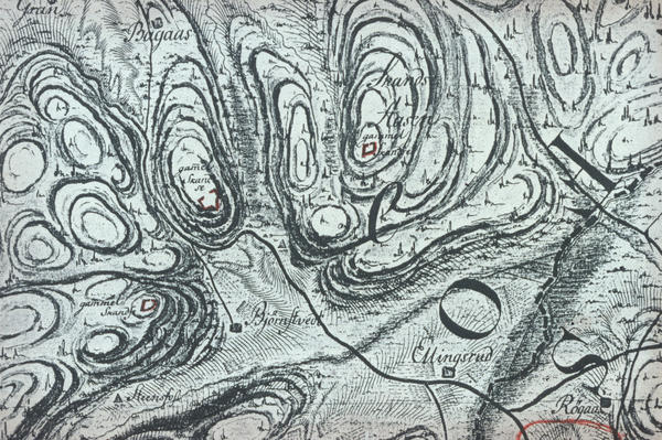 Et tegnet kart med Bakåsen Skanse oppe til venstre.