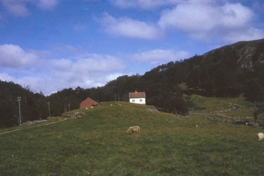 Riset, bruk 19 av Eikeland i 1970. Bildet er teke i samband med at Gunvor f. Nedrebø (1940 - ) og Sverre Hadland (1936 - ) tok over drifta der.