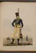 Plansch med uniform för Smålands lätta dragonregemente, ritad av Frederic Eben i boken The Swedish Army, utgiven 1808.