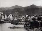 Hamnen i Baku.
Bilden ingår i två stora fotoalbum efter direktör Karl Wilhelm Hagelin som arbetade länge vid Nobels oljeanläggningar i Baku.