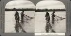 Stereobild. Fiske på Yukonfloden, Alaska.