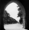 Ljusbild, fotografi från Nordiska arkitekturmötet på Gotland 1920. Vy från port i ringmuren, Visby.