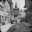 Skioptikonbild med motiv från Rothenburg.
Bilden har förvarats i kartong märkt: Rothenburg I. 1901. Text på bild: 