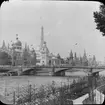 Skioptikonbild med motiv från Paris. Quai des Nations vid världsutställningen Exposition Universelle, 1900.
Bilden har förvarats i kartong märkt: ?