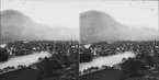 Stereoskioptikon med panorama över kommunen Unterseen i Schweiz.
